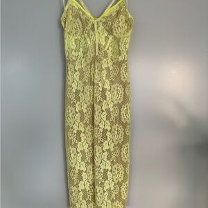 Yellow Lace Midi Dress - Boohoo Night, Size 4